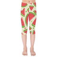 Cute Watermelon Seamless Pattern Kids  Capri Leggings  by Pakjumat