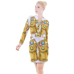 The Infinity Gauntlet Thanos Button Long Sleeve Dress