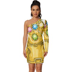 The Infinity Gauntlet Thanos Long Sleeve One Shoulder Mini Dress by Maspions