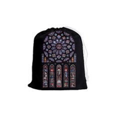 Chartres Cathedral Notre Dame De Paris Stained Glass Drawstring Pouch (Medium)