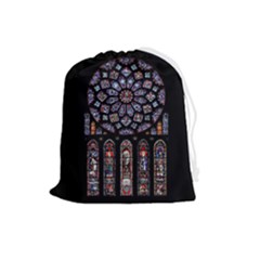 Chartres Cathedral Notre Dame De Paris Stained Glass Drawstring Pouch (Large)