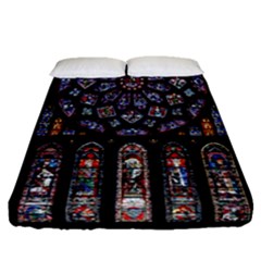 Chartres Cathedral Notre Dame De Paris Stained Glass Fitted Sheet (Queen Size)