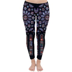 Chartres Cathedral Notre Dame De Paris Stained Glass Classic Winter Leggings