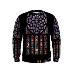 Chartres Cathedral Notre Dame De Paris Stained Glass Kids  Sweatshirt