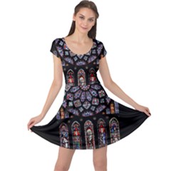Chartres Cathedral Notre Dame De Paris Stained Glass Cap Sleeve Dress