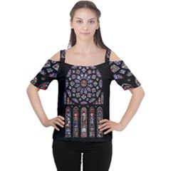 Chartres Cathedral Notre Dame De Paris Stained Glass Cutout Shoulder T-shirt