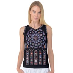 Chartres Cathedral Notre Dame De Paris Stained Glass Women s Basketball Tank Top