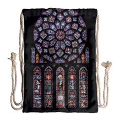 Chartres Cathedral Notre Dame De Paris Stained Glass Drawstring Bag (Large)