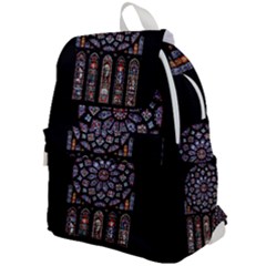 Chartres Cathedral Notre Dame De Paris Stained Glass Top Flap Backpack by Maspions