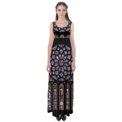 Chartres Cathedral Notre Dame De Paris Stained Glass Empire Waist Maxi Dress