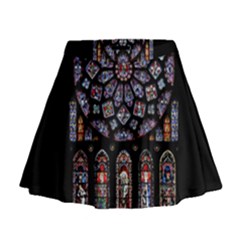 Chartres Cathedral Notre Dame De Paris Stained Glass Mini Flare Skirt