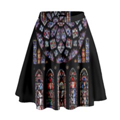 Chartres Cathedral Notre Dame De Paris Stained Glass High Waist Skirt
