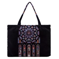 Chartres Cathedral Notre Dame De Paris Stained Glass Zipper Medium Tote Bag