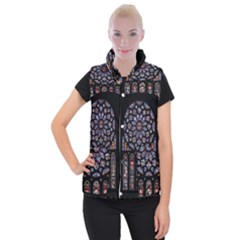 Chartres Cathedral Notre Dame De Paris Stained Glass Women s Button Up Vest by Maspions