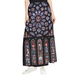 Chartres Cathedral Notre Dame De Paris Stained Glass Maxi Chiffon Skirt
