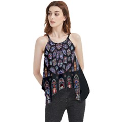 Chartres Cathedral Notre Dame De Paris Stained Glass Flowy Camisole Tank Top
