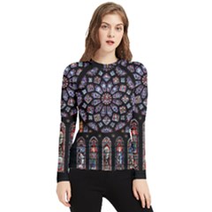 Chartres Cathedral Notre Dame De Paris Stained Glass Women s Long Sleeve Rash Guard