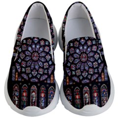 Chartres Cathedral Notre Dame De Paris Stained Glass Kids Lightweight Slip Ons