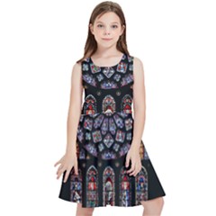 Chartres Cathedral Notre Dame De Paris Stained Glass Kids  Skater Dress