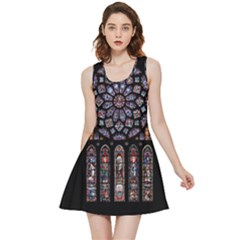 Chartres Cathedral Notre Dame De Paris Stained Glass Inside Out Reversible Sleeveless Dress