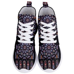 Chartres Cathedral Notre Dame De Paris Stained Glass Women s Lightweight High Top Sneakers