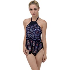 Chartres Cathedral Notre Dame De Paris Stained Glass Go with the Flow One Piece Swimsuit