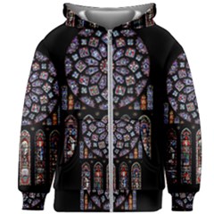 Chartres Cathedral Notre Dame De Paris Stained Glass Kids  Zipper Hoodie Without Drawstring