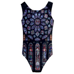 Chartres Cathedral Notre Dame De Paris Stained Glass Kids  Cut-Out Back One Piece Swimsuit