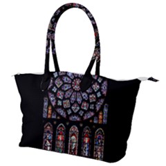 Chartres Cathedral Notre Dame De Paris Stained Glass Canvas Shoulder Bag by Maspions