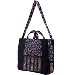 Chartres Cathedral Notre Dame De Paris Stained Glass Square Shoulder Tote Bag