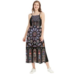 Chartres Cathedral Notre Dame De Paris Stained Glass Boho Sleeveless Summer Dress