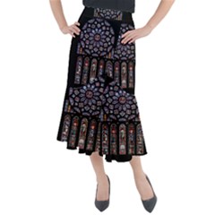 Chartres Cathedral Notre Dame De Paris Stained Glass Midi Mermaid Skirt