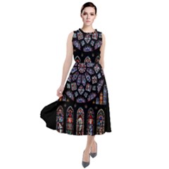 Chartres Cathedral Notre Dame De Paris Stained Glass Round Neck Boho Dress