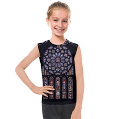 Chartres Cathedral Notre Dame De Paris Stained Glass Kids  Mesh Tank Top