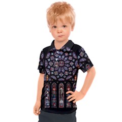 Chartres Cathedral Notre Dame De Paris Stained Glass Kids  Polo T-Shirt