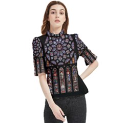 Chartres Cathedral Notre Dame De Paris Stained Glass Frill Neck Blouse