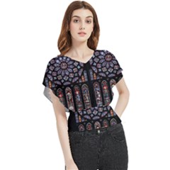 Chartres Cathedral Notre Dame De Paris Stained Glass Butterfly Chiffon Blouse