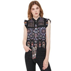 Chartres Cathedral Notre Dame De Paris Stained Glass Frill Detail Shirt