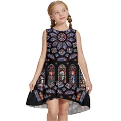 Chartres Cathedral Notre Dame De Paris Stained Glass Kids  Frill Swing Dress