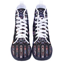 Chartres Cathedral Notre Dame De Paris Stained Glass Women s High-Top Canvas Sneakers