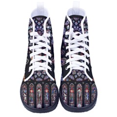 Chartres Cathedral Notre Dame De Paris Stained Glass Kid s High-Top Canvas Sneakers
