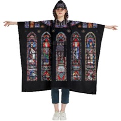 Chartres Cathedral Notre Dame De Paris Stained Glass Women s Hooded Rain Ponchos