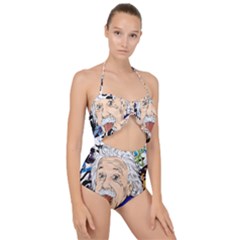 Albert Einstein Physicist Scallop Top Cut Out Swimsuit by Maspions