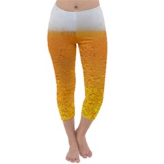 Beer Bubbles Pattern Capri Winter Leggings 