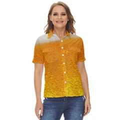 Beer Bubbles Pattern Women s Short Sleeve Double Pocket Shirt