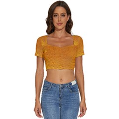 Beer Bubbles Pattern Short Sleeve Square Neckline Crop Top  by Maspions