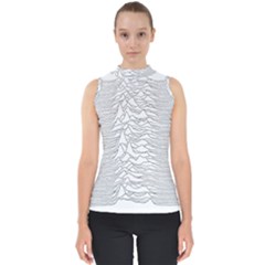 Joy Division Unknown Pleasures Mock Neck Shell Top by Maspions