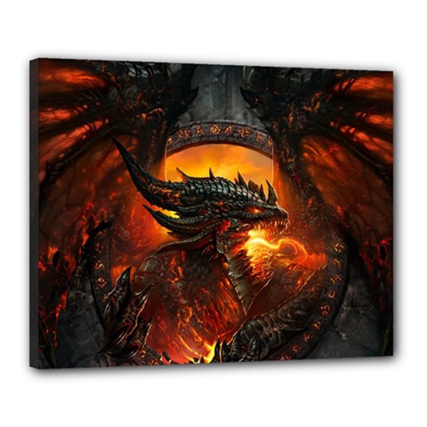 Dragon Fire Fantasy Art Canvas 20  X 16  (stretched)