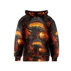 Dragon Fire Fantasy Art Kids  Pullover Hoodie by Maspions