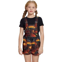 Dragon Fire Fantasy Art Kids  Short Overalls by Maspions